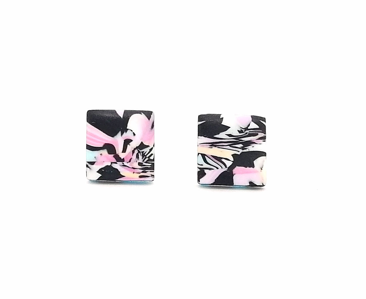 Square Pastel Fimo Stud Earrings