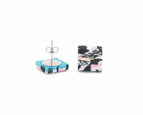 Square Pastel Fimo Stud Earrings
