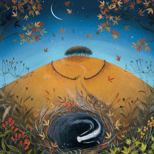 Under Falling Leaves Greetings Card