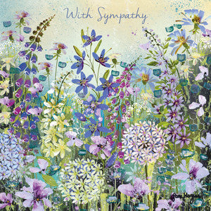 Card with a floral design and 'With Sympathy' text