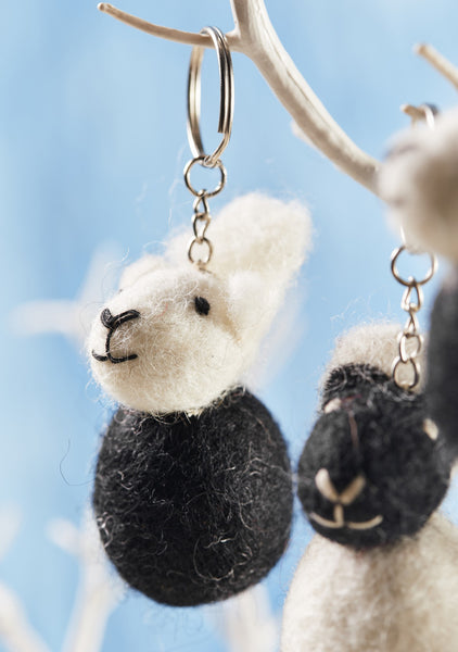 Sheep Black and White Felt Keyring