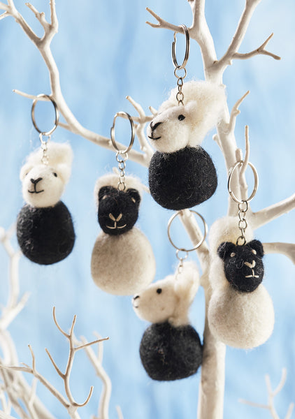 Sheep Black and White Felt Keyring