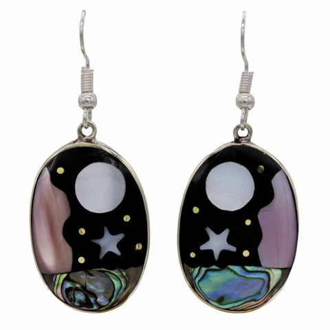 Large Black Oval Lacuna Cosmic Earrings