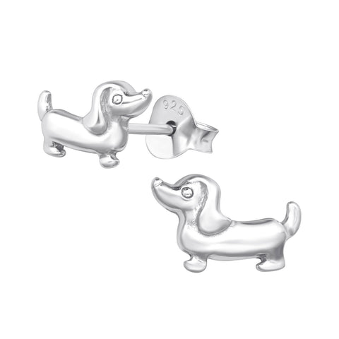 Sausage Dog Dachshund Sterling Silver Stud Earrings