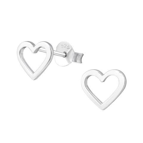 Cut Out Heart Sterling Silver Stud Earrings