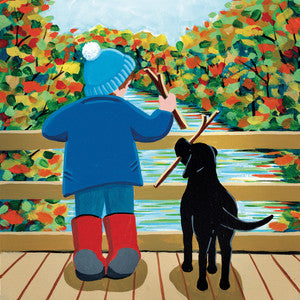 Puppy Pal and Pooh Sticks Greetings Card
