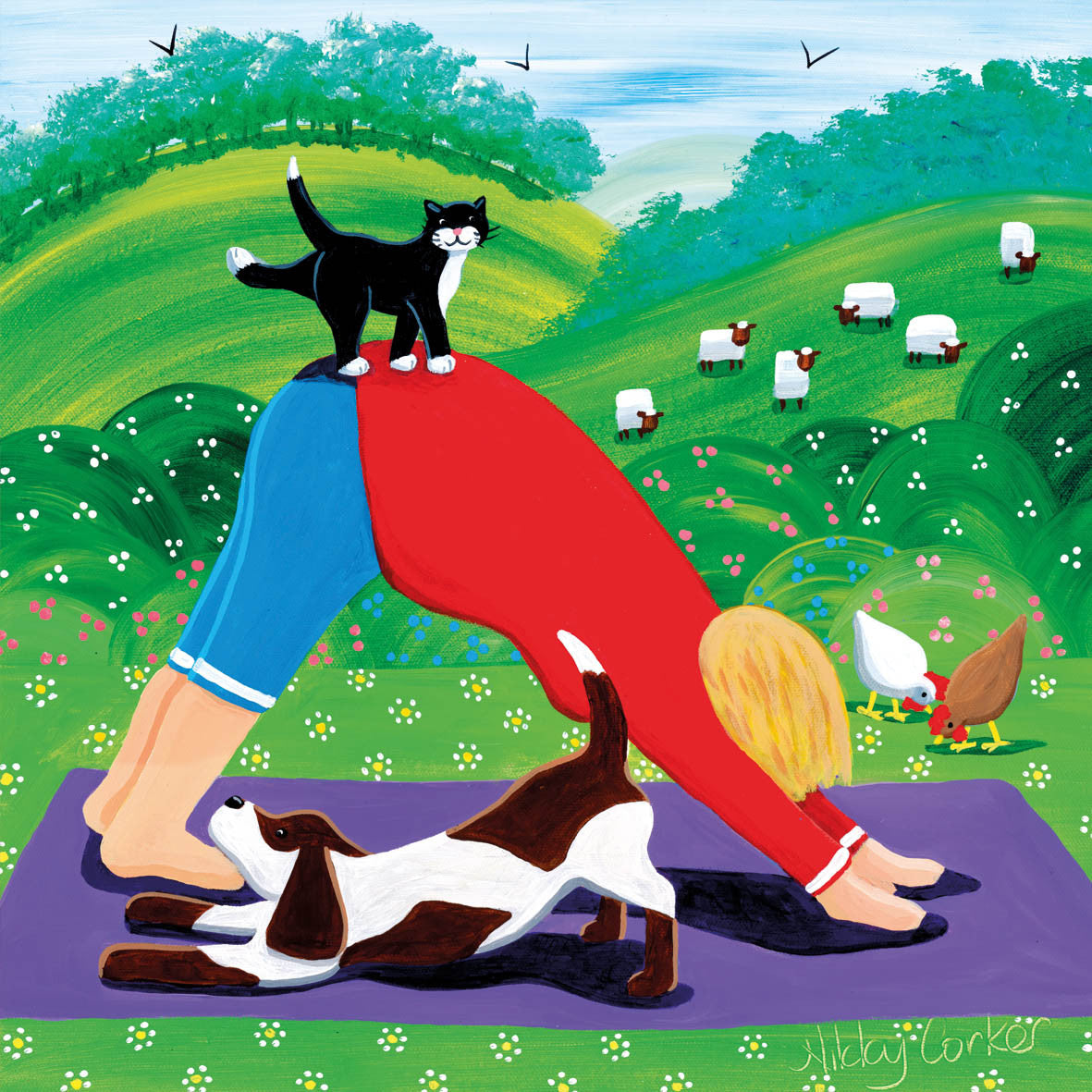 Morning Stretches Greetings Card