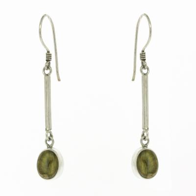 Nova Silver Labradorite Long Oval Drop Earrings