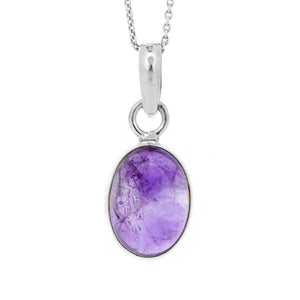 Nova Silver Amethyst Oval Pendant