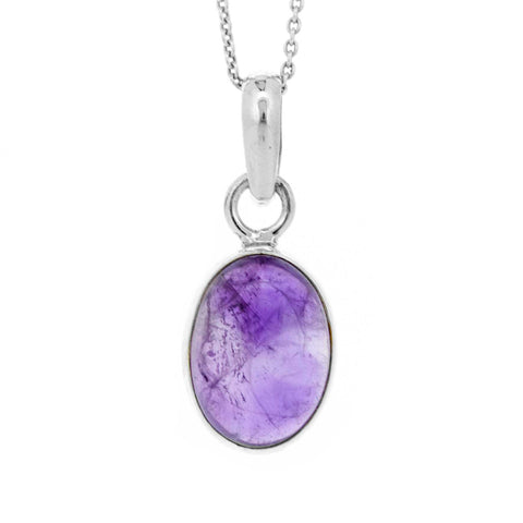 Nova Silver Amethyst Oval Pendant