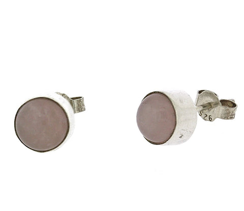 Nova Silver Rose Quartz Round Stud Earrings 6mm