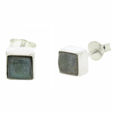 Nova Silver Labradorite Square Stud Earrings