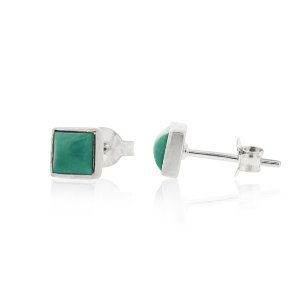 Nova Silver Turquoise Square Stud Earrings 5mm