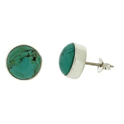 Nova Silver 10mm Round Turquoise Stud Earrings