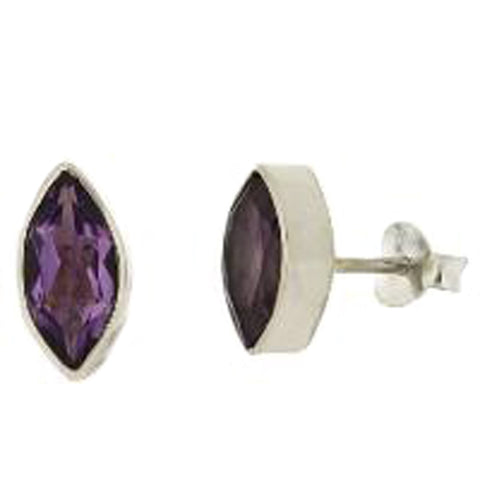 Nova Silver Amethyst Marquise Stud Earrings