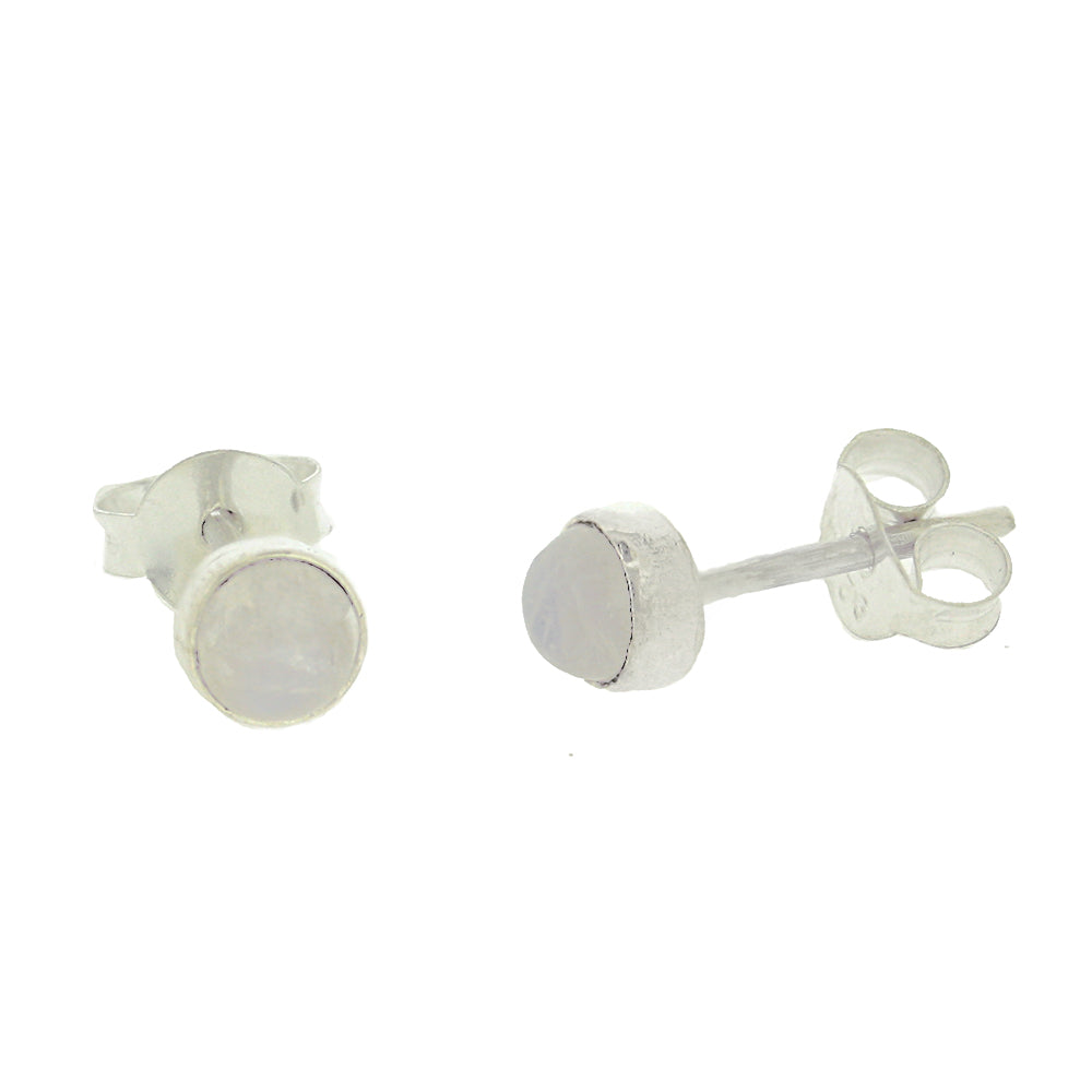 Nova Silver 4mm Round Moonstone Stud Earrings