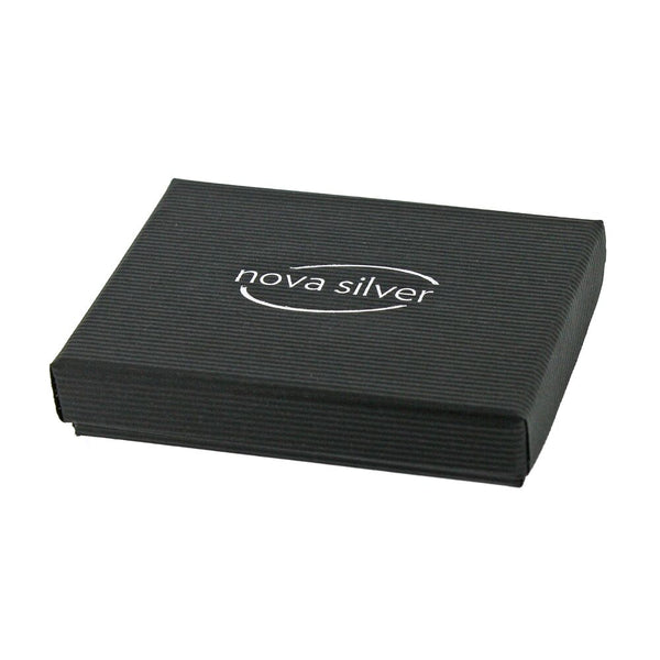 Black jewelry box with 'nova silver' branding on a white background