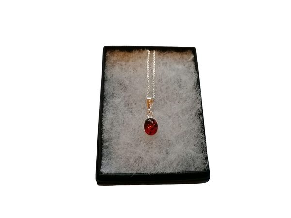 Nova Silver Cognac Amber Oval Pendant