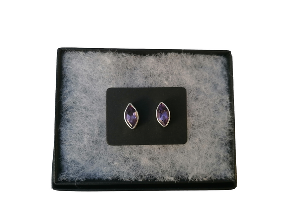 Nova Silver Amethyst Marquise Stud Earrings