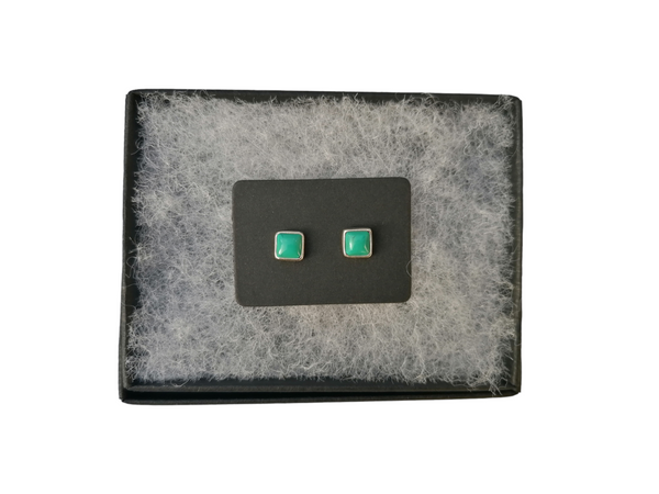 Nova Silver Turquoise Square Stud Earrings 5mm