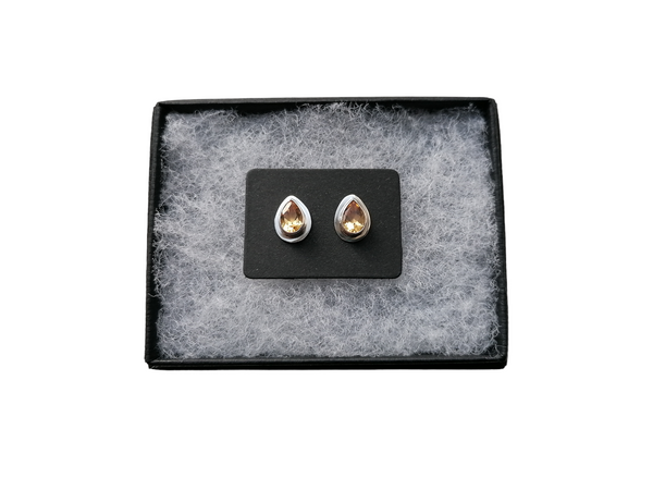 Nova Silver Citrine Faceted Teardrop Stud Earrings