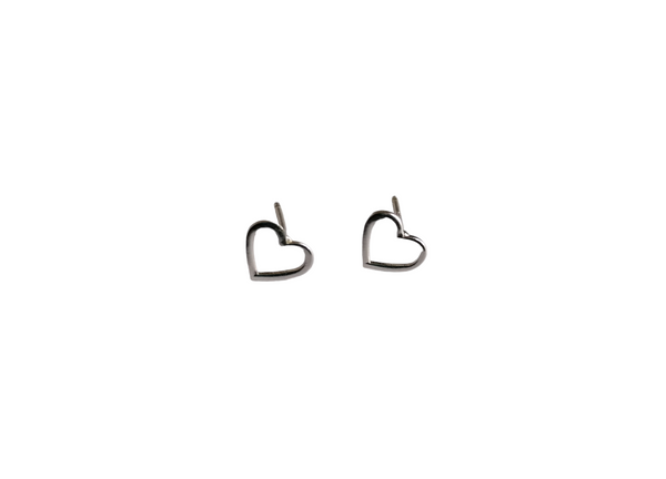 Cut Out Heart Sterling Silver Stud Earrings