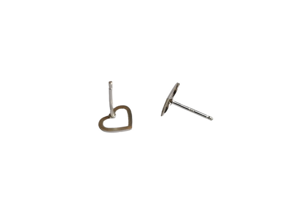 Cut Out Heart Sterling Silver Stud Earrings