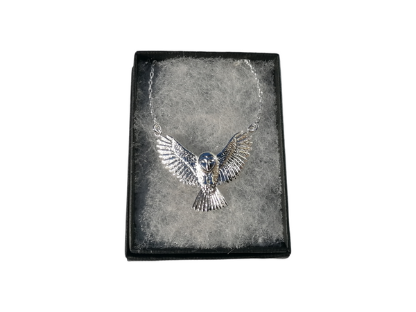 Nova Silver Barn Owl in Flight Necklace