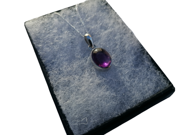 Nova Silver Amethyst Oval Pendant