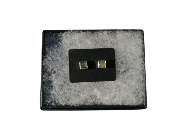 Nova Silver Labradorite Square Stud Earrings