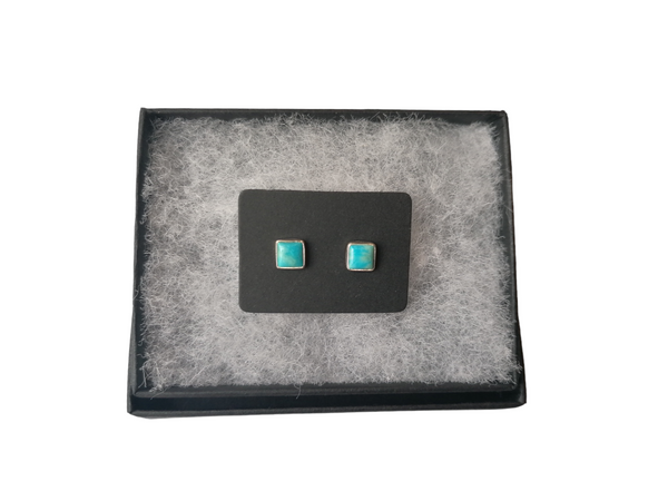 Nova Silver Turquoise Square Stud Earrings 5mm