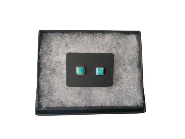 Nova Silver Turquoise Square Stud Earrings