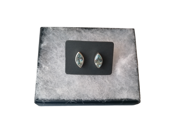 Nova Silver Blue Topaz Faceted Marquise Stud Earrings