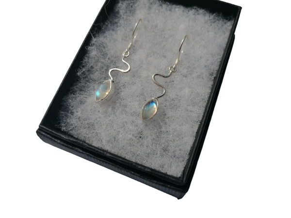 Nova Silver Moonstone Marquise Drop Earrings