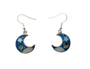 Small Cosmic Crescent Moon Earrings
