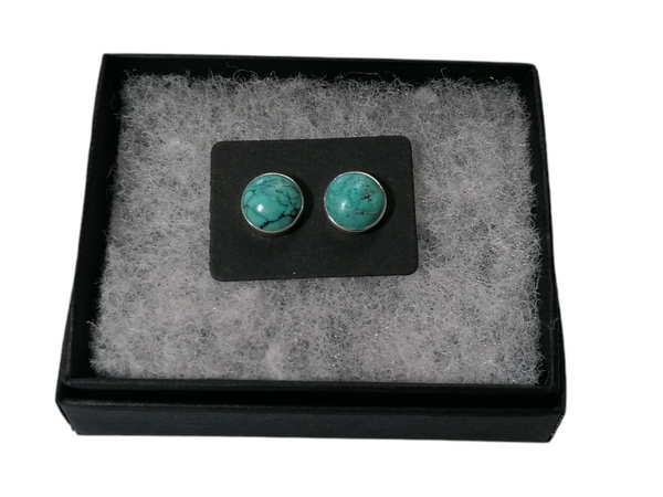 Nova Silver 10mm Round Turquoise Stud Earrings