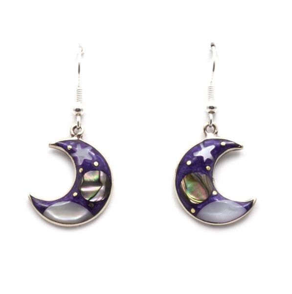Small Cosmic Crescent Moon Earrings