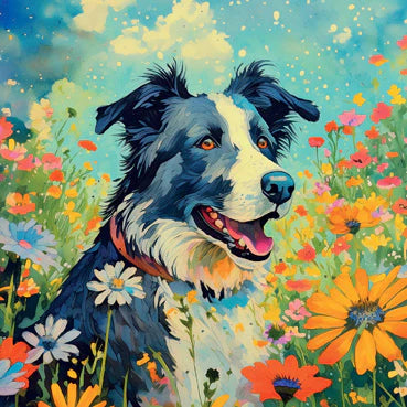 Border Collie Art Greetings Card