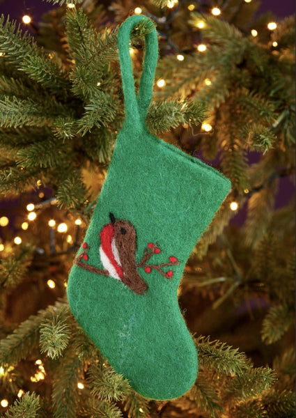 Felt Sheep and Robin Mini Stokcing