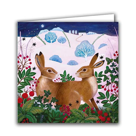 Winter Hares Greetings Card