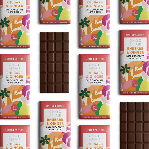 Rhubarb and Ginger Dark Chocolate Bar