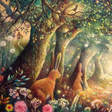 Woodland Hares Greetings Card