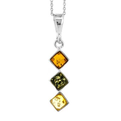 Nova Silver Mixed Trio Amber Pendant