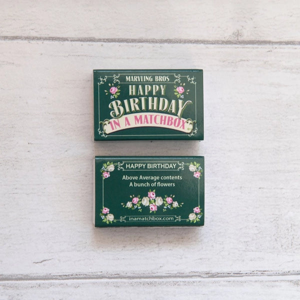 Happy Birthday Folk Art Mini Bouquet in a Matchbox