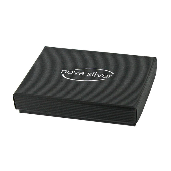 Black jewelry box with 'nova silver' logo on a white background