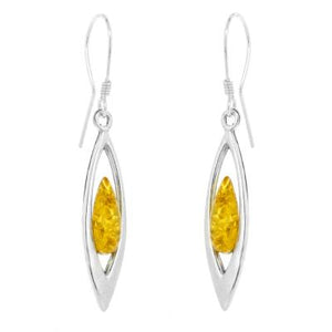 Nova Silver Lemon Amber Drop Earrings