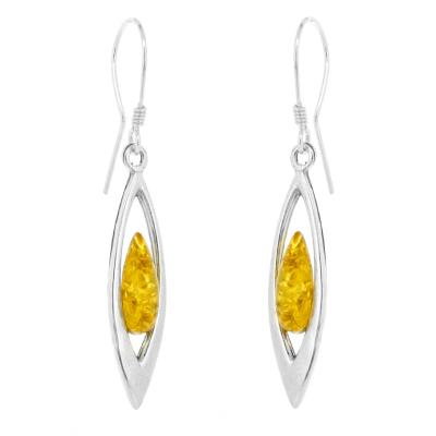 Nova Silver Lemon Amber Drop Earrings