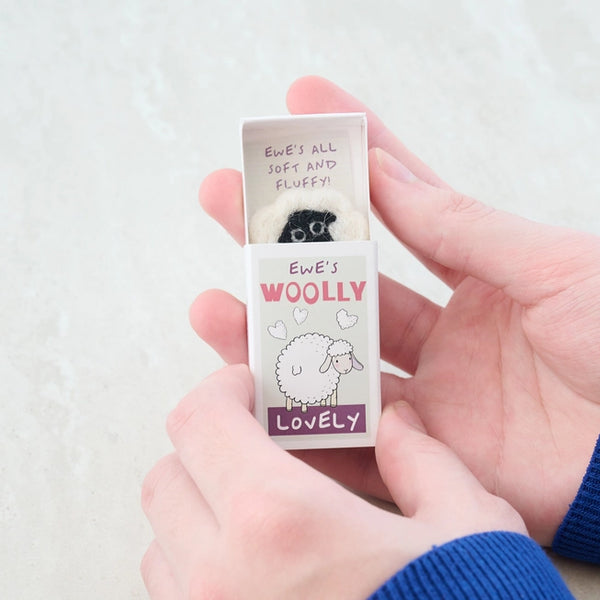Ewe's Woolly Lovely Wool Felt Sheep in a Matchbox