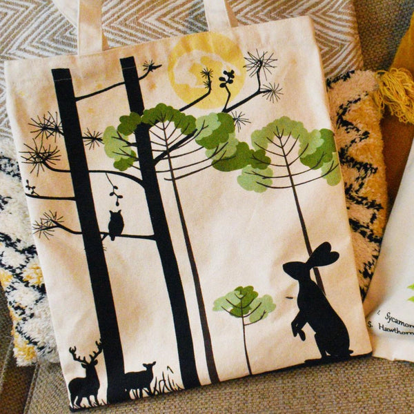 Hare and Moon Recycled Cotton Tote Bag