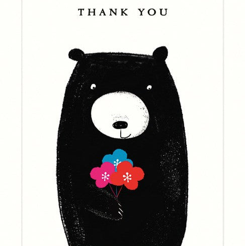 Bear Thank You Flowers Greetings Card